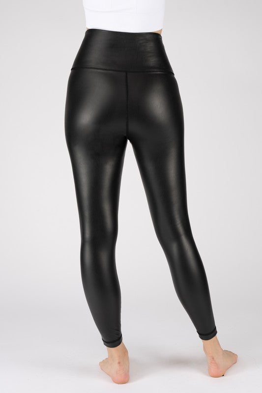 THE ESSENTIAL EDIT FAUX LEATHER ACTIVE LEGGING - IRON
