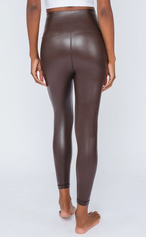 THE ESSENTIAL EDIT FAUX LEATHER ACTIVE LEGGING - CHOCOLATE TORTE
