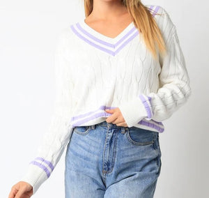 THE WICKETS V-NECK CABLE KNIT