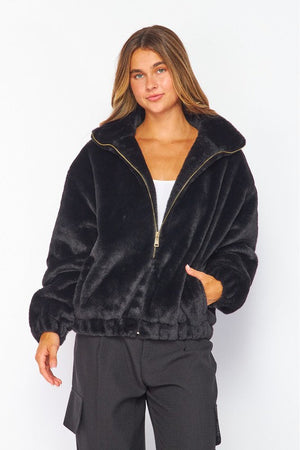 THE COZY SUNDAY FAUX FUR JACKET - GINGER SPICE