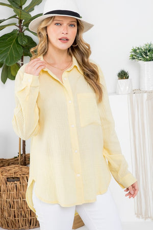 THE ESSENTIAL EDIT COTTON GAUZE SHIRT - BLUSH PINK