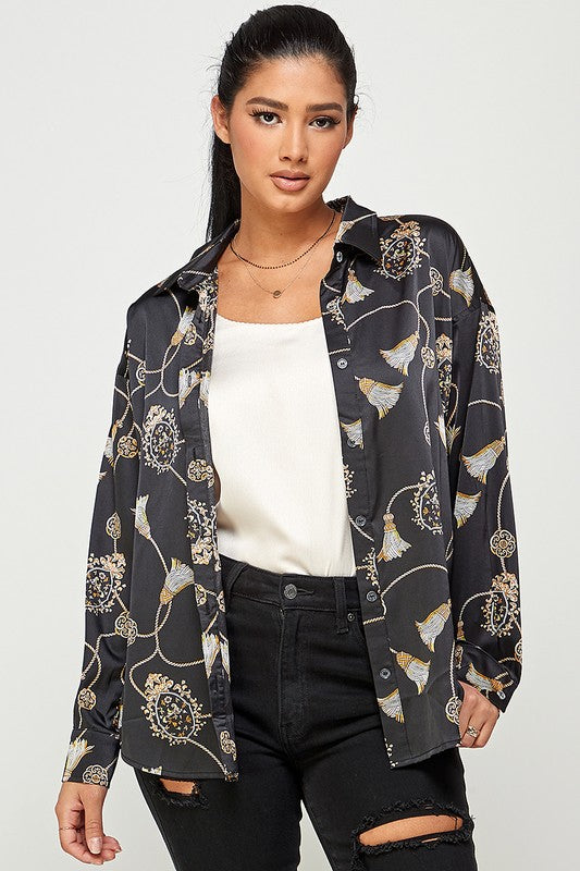 THE ECLAT CHAIN PRINT SHIRT - CREAM