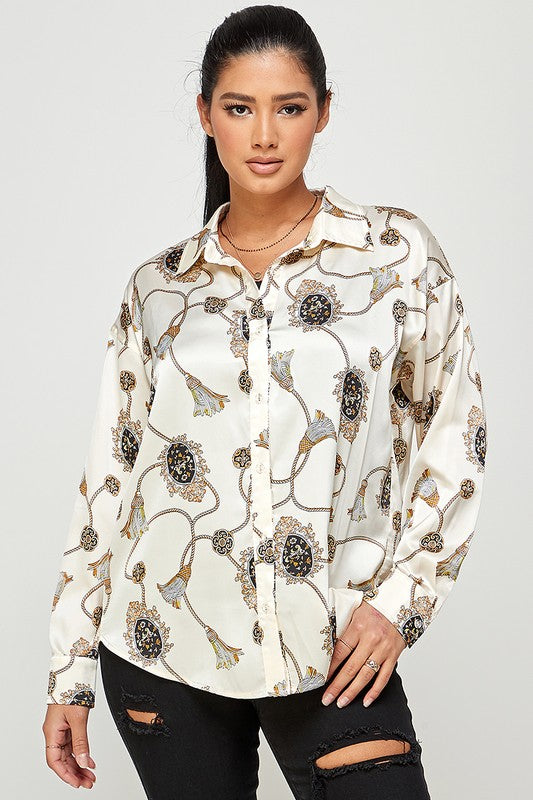 THE ECLAT CHAIN PRINT SHIRT - CREAM
