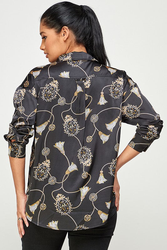 THE ECLAT CHAIN PRINT SHIRT - CREAM