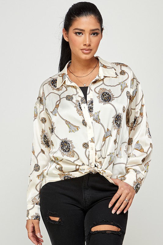 THE ECLAT CHAIN PRINT SHIRT - CREAM