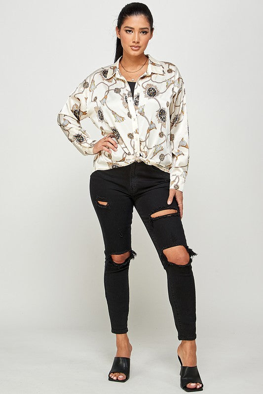 THE ECLAT CHAIN PRINT SHIRT - CREAM