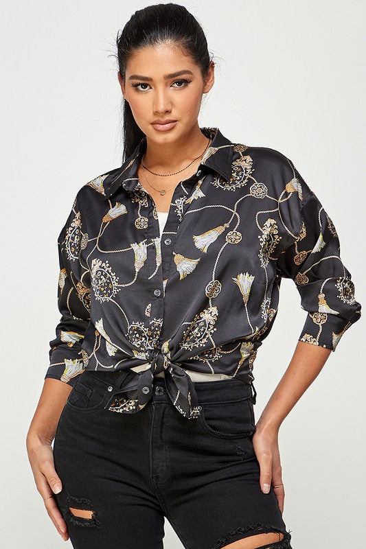 THE ECLAT CHAIN PRINT SHIRT - CREAM