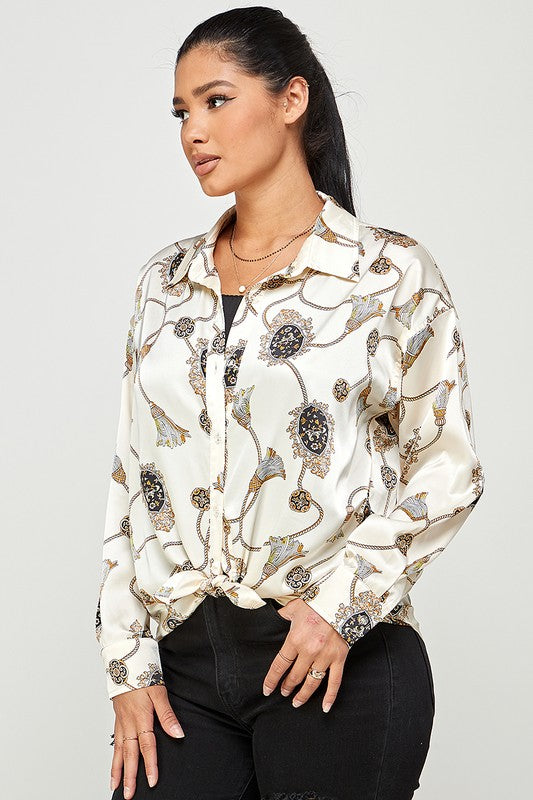 THE ECLAT CHAIN PRINT SHIRT - CREAM