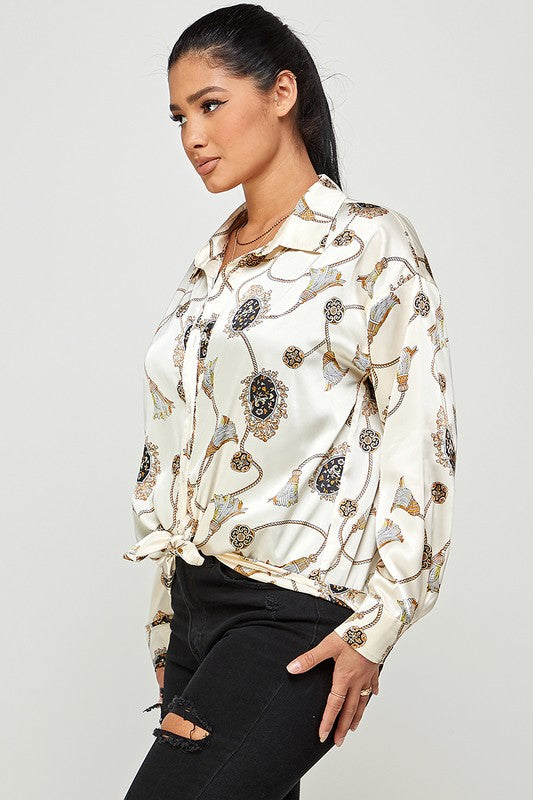 THE ECLAT CHAIN PRINT SHIRT - CREAM