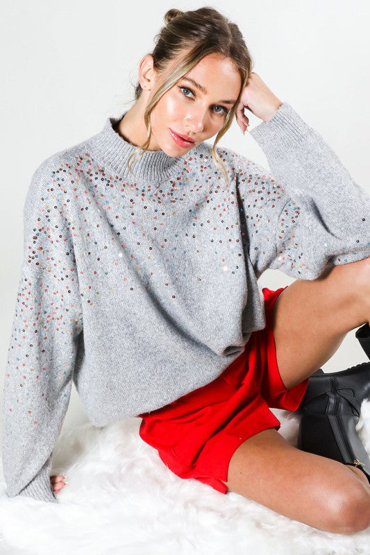 THE SEQUIN IN STYLE KNIT - GREY