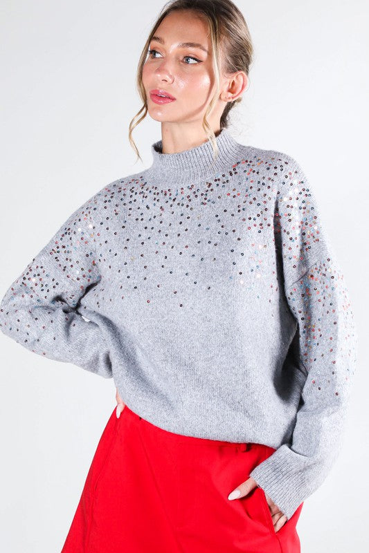 THE SEQUIN IN STYLE KNIT - GREY