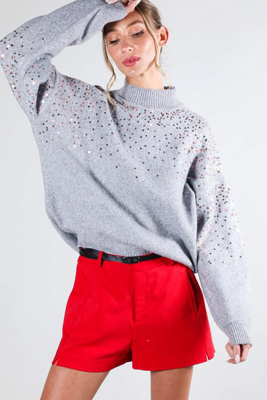 THE SEQUIN IN STYLE KNIT - GREY