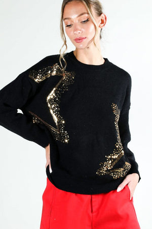 THE CONSTELLATION SEQUIN KNIT - BLACK