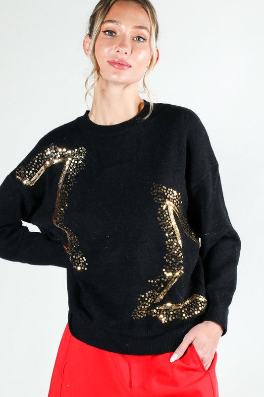 THE CONSTELLATION SEQUIN KNIT - BLACK