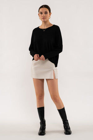 THE ESSENTIAL EDIT SLOUCHY LIGHTWEIGHT KNIT - BLACK