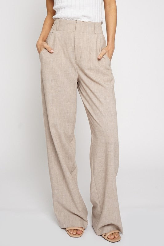 THE HERE FOR IT WIDE LEG TROUSER - TAUPE