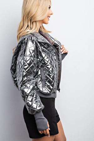THE COMMAND IT METALLIC QUILTED JACKET - GOLD