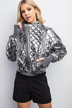 THE COMMAND IT METALLIC QUILTED JACKET - GOLD