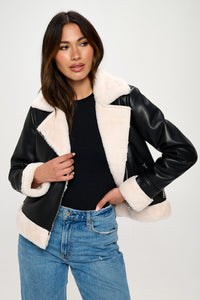 THE STOCKED AVIATOR FAUX LEATHER JACKET