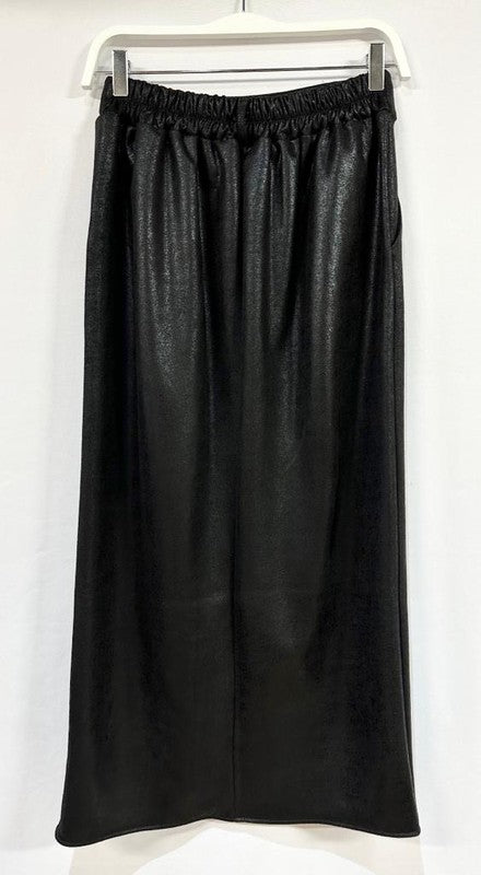 THE ESSENTIAL EDIT FAUX LEATHER MIDI MAXI SKIRT - ONE LEFT!