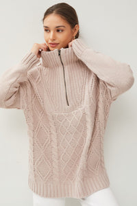 THE SPRING LOVE CABLE HALF ZIP SWEATER