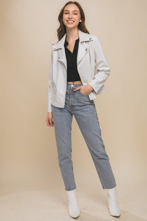 THE SPINNING IT FAUX LEATHER MOTO JACKET