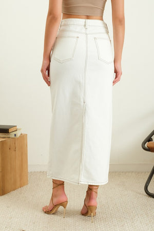 THE TIMING WHITE DENIM MAXI SKIRT