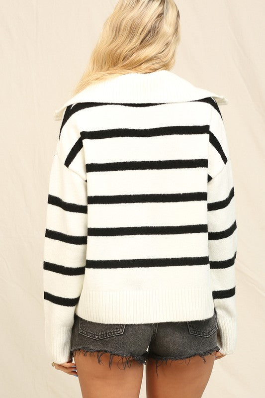 THE DAYS STRIPED KNIT - IVORY/BLACK