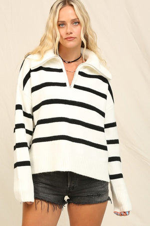 THE DAYS STRIPED KNIT - IVORY/BLACK