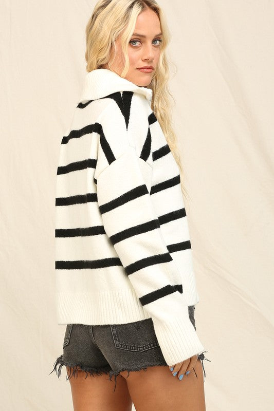 THE DAYS STRIPED KNIT - IVORY/BLACK