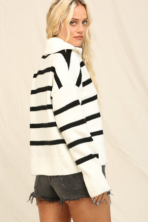 THE DAYS STRIPED KNIT - IVORY/BLACK