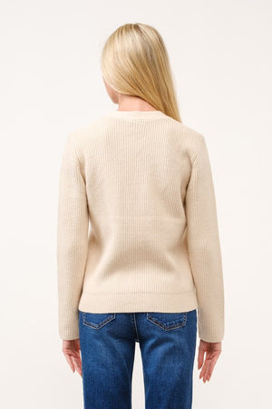 THE SOLID V-NECK GOLD BUTTON KNIT