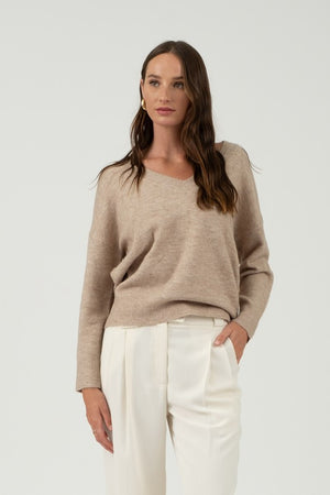 THE GRACE V-NECK - TAUPE