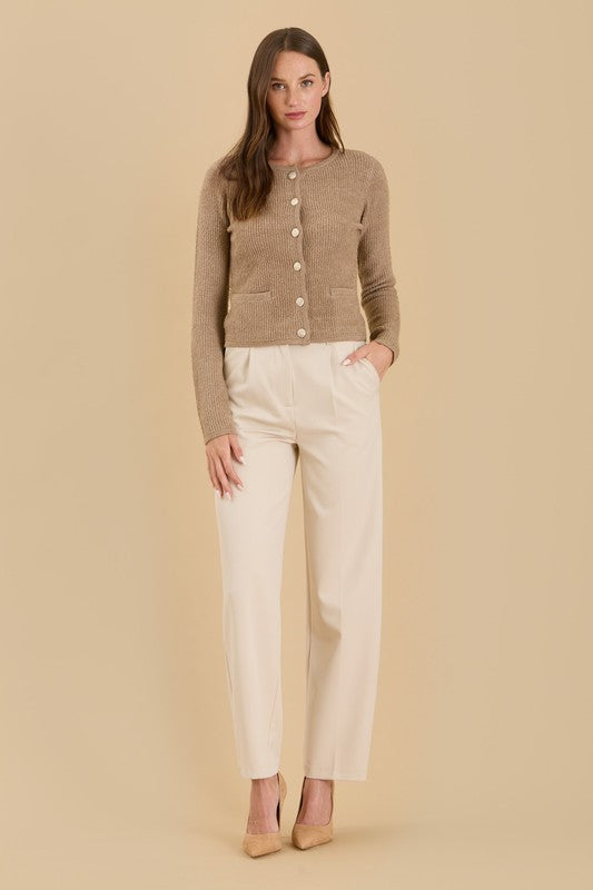 THE AMORE GOLD BUTTON KNIT - CAMEL