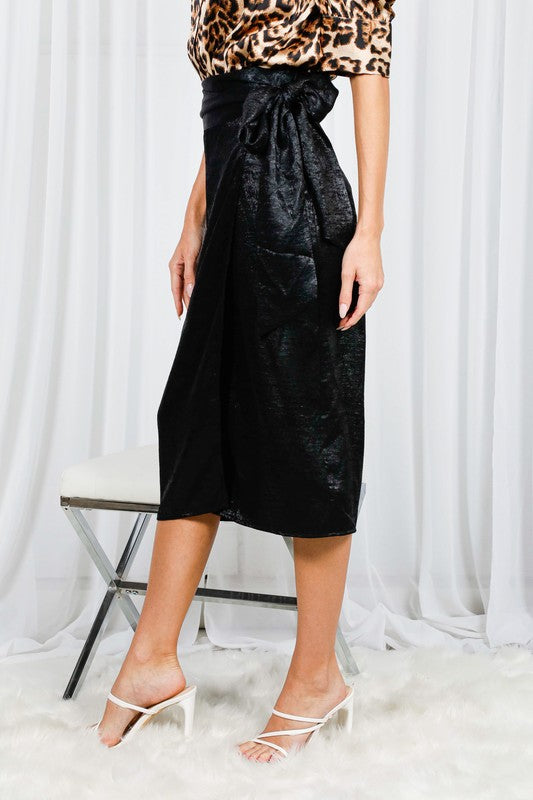 THE NIGHT OUT WRAP SKIRT - BLACK