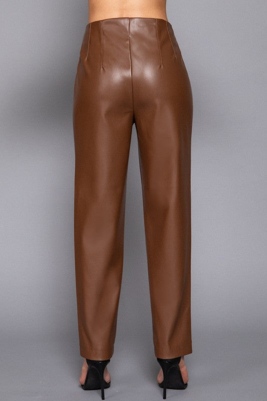 THE ESSENTIAL EDIT LEATHER LOOK PANT