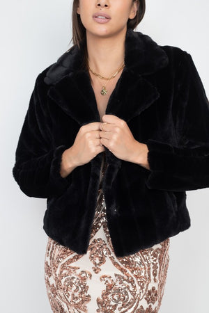 THE PLUSH DAYS FAUX FUR JACKET - BLACK