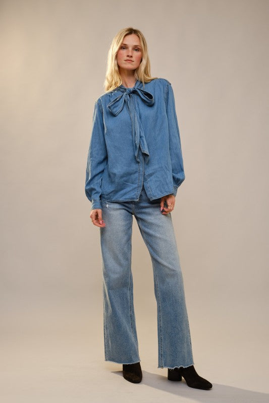 THE GABLES BOW TIE DENIM SHIRT