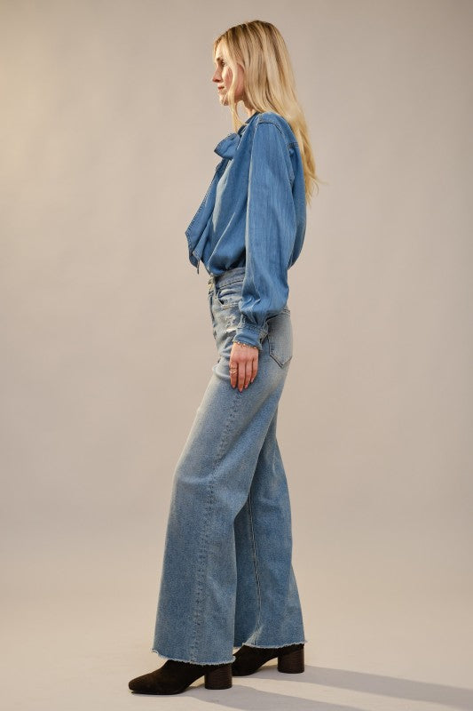THE GABLES BOW TIE DENIM SHIRT