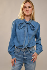 THE GABLES BOW TIE DENIM SHIRT