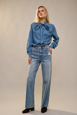 THE GABLES BOW TIE DENIM SHIRT
