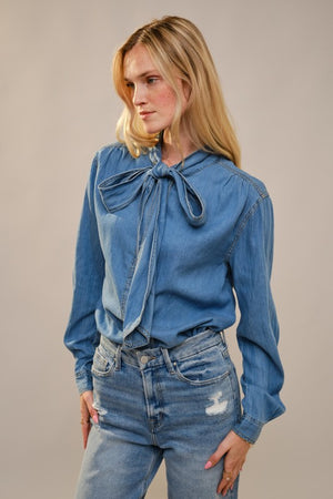 THE GABLES BOW TIE DENIM SHIRT