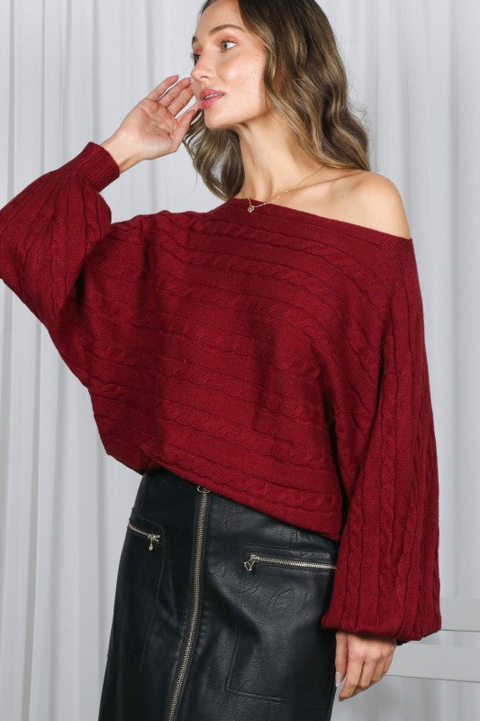 THE WRAPPING IT OFF THE SHOULDER KNIT