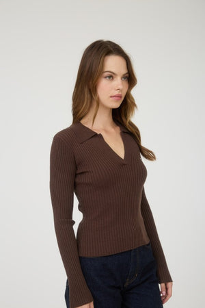 THE CHEVAL POLO KNIT - CHOCOLATE