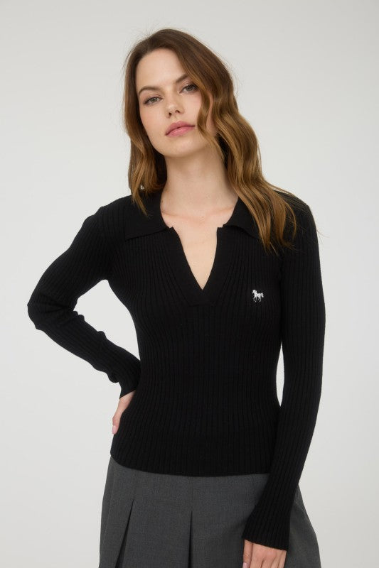 THE CHEVAL POLO KNIT - BLACK