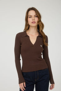 THE CHEVAL POLO KNIT - CHOCOLATE