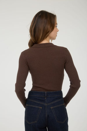 THE CHEVAL POLO KNIT - CHOCOLATE