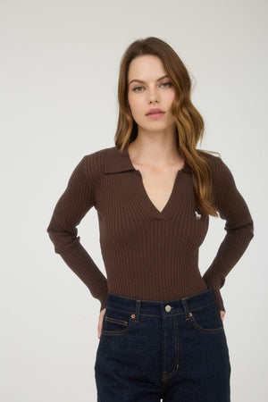 THE CHEVAL POLO KNIT - CHOCOLATE