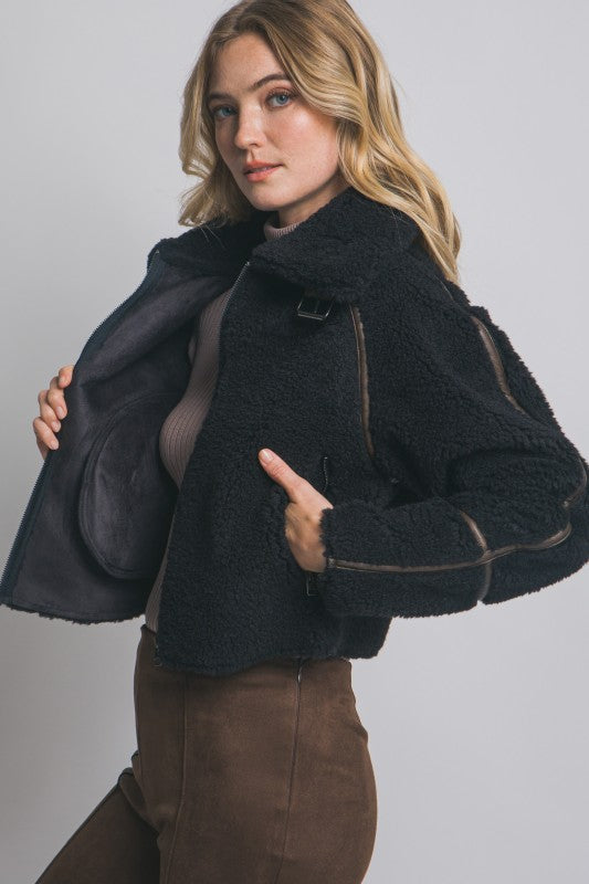 THE HANG IT UP FUZZY JACKET - BLACK