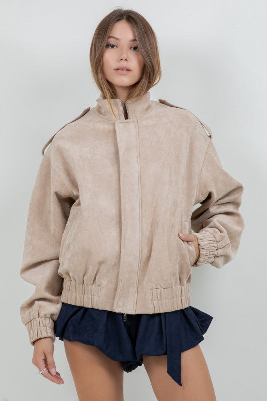 THE FUTURE SUEDETTE BOMBER JACKET